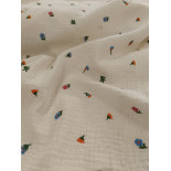 Double gaze coton - Floraison - x10cm