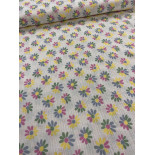 Double gaze coton brodée - Fleurs - x10cm