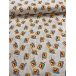 Double gaze coton brodée - Jus de fruits - x10cm