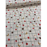 Double gaze coton brodée - Food - x10cm