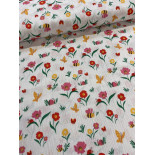 Double gaze coton brodée - Beez- x10cm