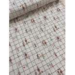 Double gaze coton brodée - Lapins- x10cm