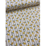 Double gaze coton brodée - Lime- x10cm