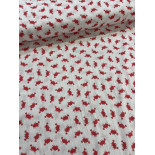 Double gaze coton brodée - Crabes- x10cm