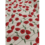 Tissu enduit fin - Coquelicots - x10cm