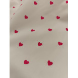Percale de Coton - Coeur rose fuchsia - x10cm