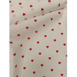Percale de Coton - Coeur rouge - x10cm