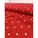 Percale de Coton - Coeur blanc / fond rouge- x10cm