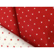 Percale de Coton - Coeur blanc / fond rouge- x10cm
