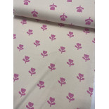 Jersey maille-Pink flowers -x10cm