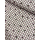 Double gaze coton brodée - Mauve - x10cm