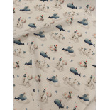 Tissu cretonne - Baleine bleue - x10cm