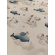 Tissu cretonne - Baleine bleue - x10cm
