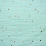 Double gaze coton PAILLETTE - canard - x10cm