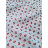 Tissu cretonne - fraise - x10cm