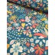 Tissu cretonne - GRANDE LARGEUR - Fleurs bleu - x10cm