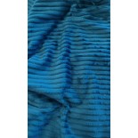 Tissu polaire Minky rayures - Bleu canard - x10cm