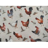 Tissu ameublement - Léger- Chicken farm - x10cm