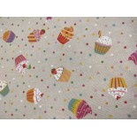 Tissu ameublement - Léger- Cupcakes - x10cm