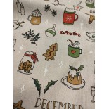 Tissu ameublement - Léger- Christmas doodle- x10cm