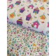 Tissu cretonne - Maisonnettes oiseaux fond blanc - x10cm