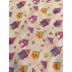Tissu cretonne - Maisonnettes oiseaux fond blanc - x10cm