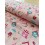 Tissu cretonne - Maisonnettes Oiseaux fond rose - x10cm