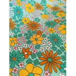 Tissu cretonne - Marguerites colorées - x10cm
