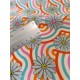Tissu cretonne - Marguerites rayures - x10cm