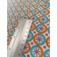 Tissu cretonne - Marguerites rosaces - x10cm