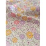 Tissu cretonne - Marguerites sauvages - x10cm