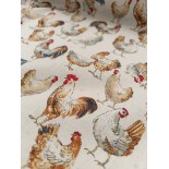 Tissu cretonne - Poules - x10cm