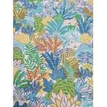 Tissu cretonne - Feuilles multicolores - x10cm