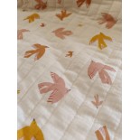 Double gaze coton -Gaze matelassé oiseaux - x10cm