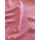 Double gaze coton - Coeur doré rose- x10cm