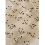 Double gaze coton - panda - x10cm