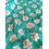 Double gaze coton - fleur vintage DOMO - vert turquoise - x10cm