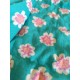 Double gaze coton - fleur vintage DOMO - vert turquoise - x10cm