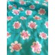 Double gaze coton - fleur vintage DOMO - vert turquoise - x10cm
