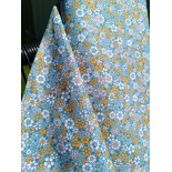 Tissu popeline - Fleurs NB rose - x10cm