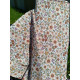 Tissu popeline - Fleurs NB bleu - x10cm