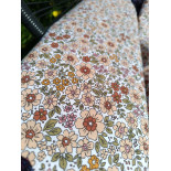 Tissu popeline - Fleurs NB bleu - x10cm