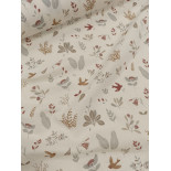 Double gaze coton - Oiseaux fleuris - x10cm