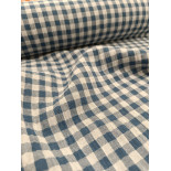 Double gaze coton réversible - Vichy Bleu - x10cm