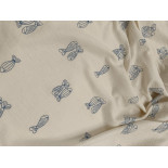 Double gaze coton - Poissons - x10cm